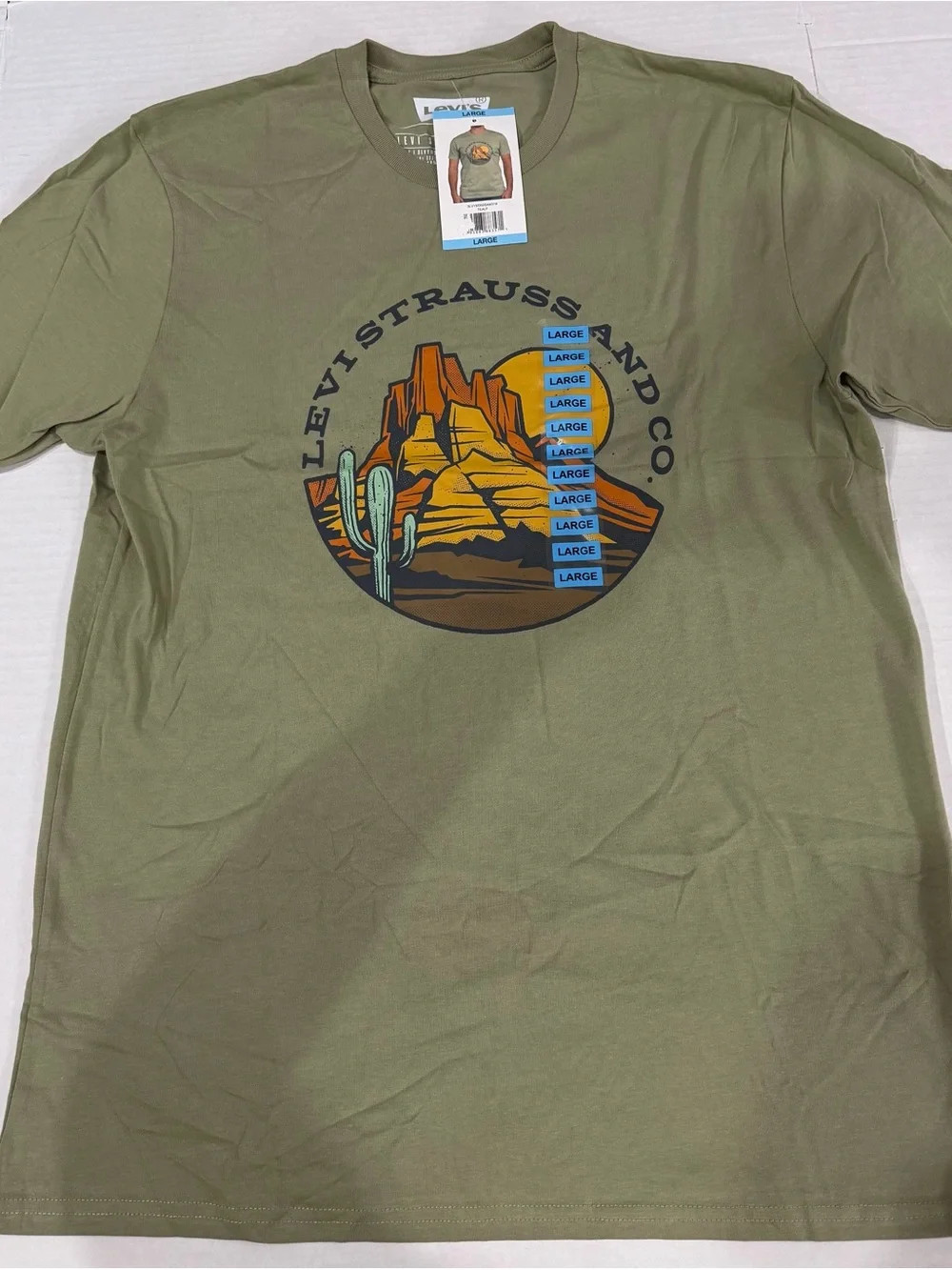 Levi's Olive Graphic Crew Tee with Sunset Print